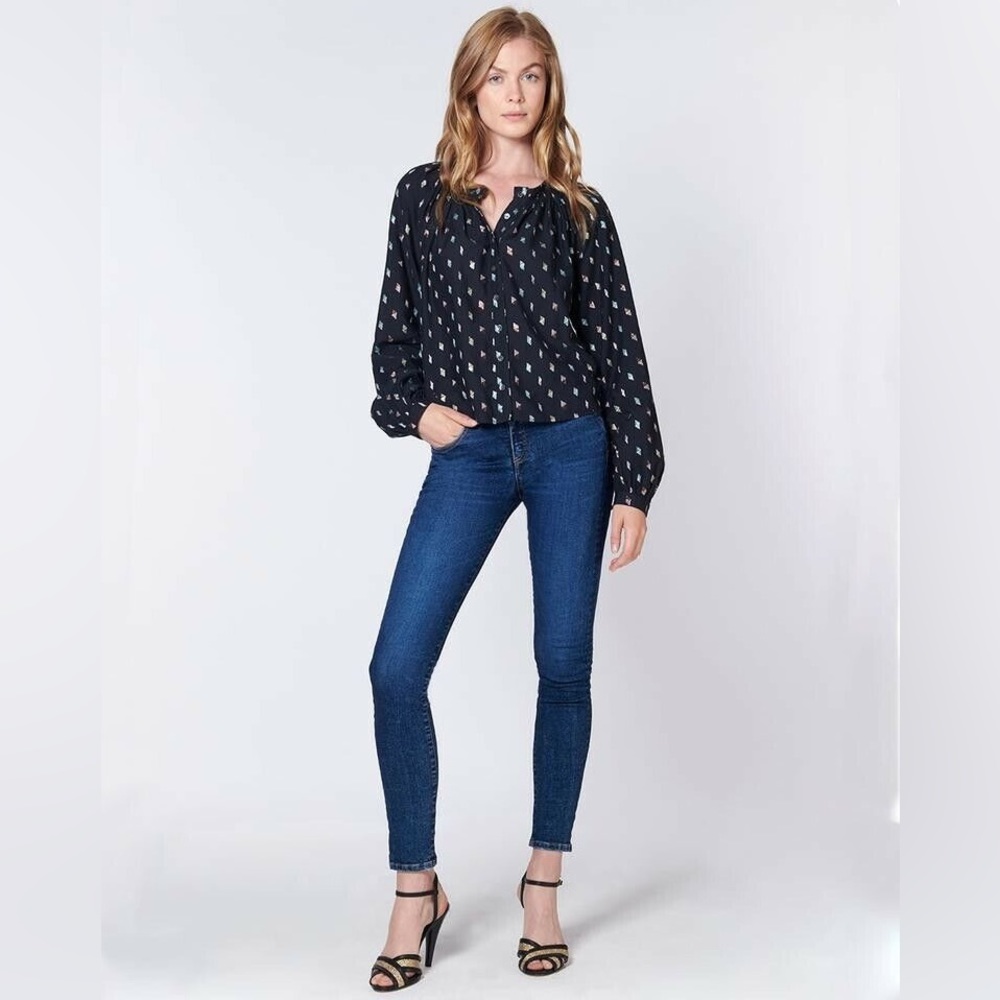 NWT Veronica Beard Madge Metallic Print Blouse Size 2